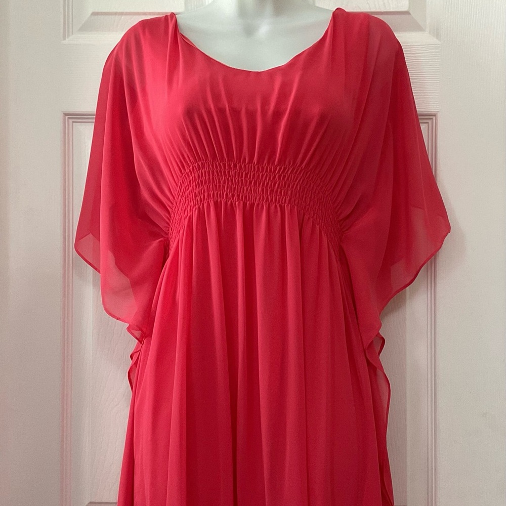 New - Bisou Bisou Coral Chiffon Dress